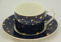 Sakura GALAXY 14K Gold Mug Cup & Saucer Set